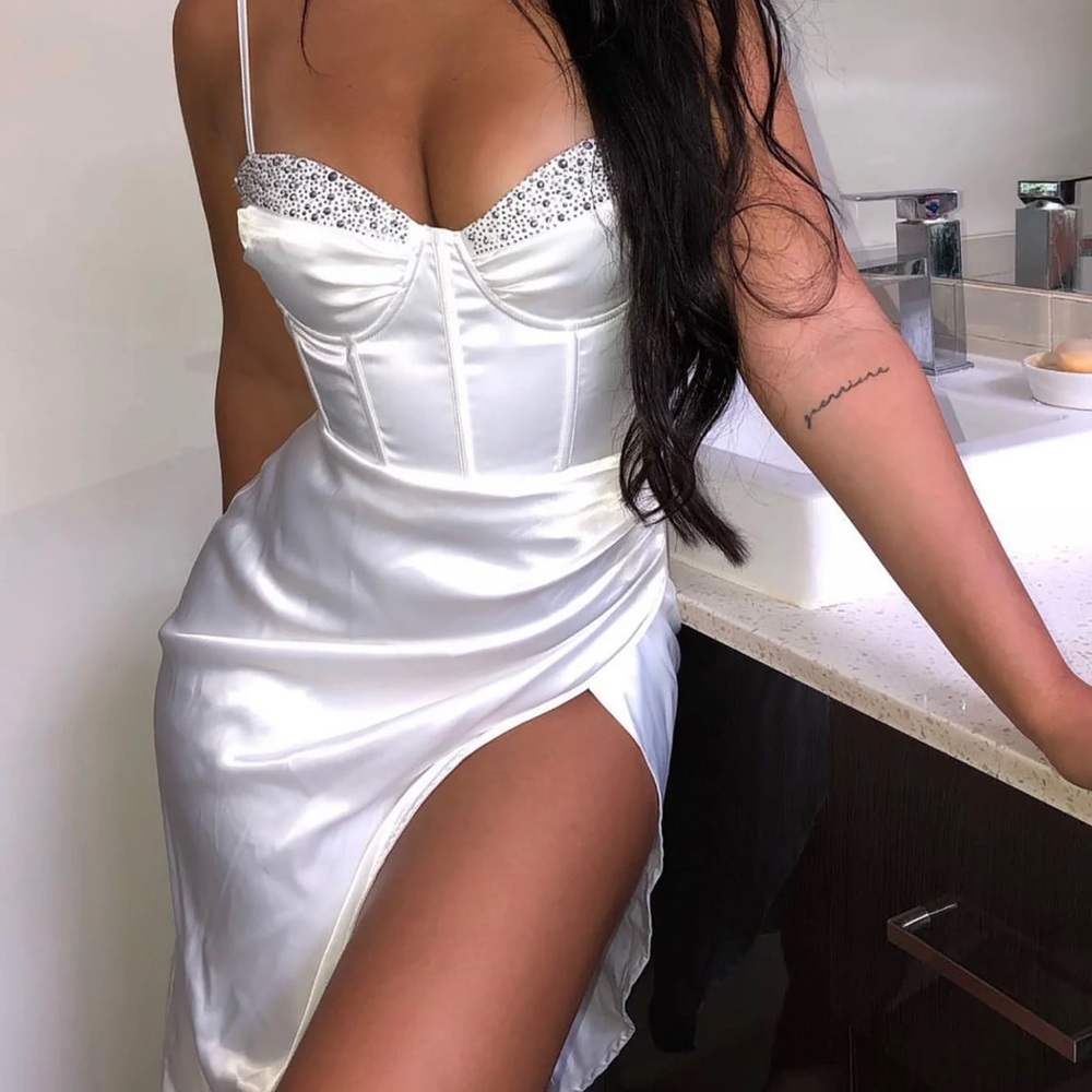 Dream girl satin mini dress white